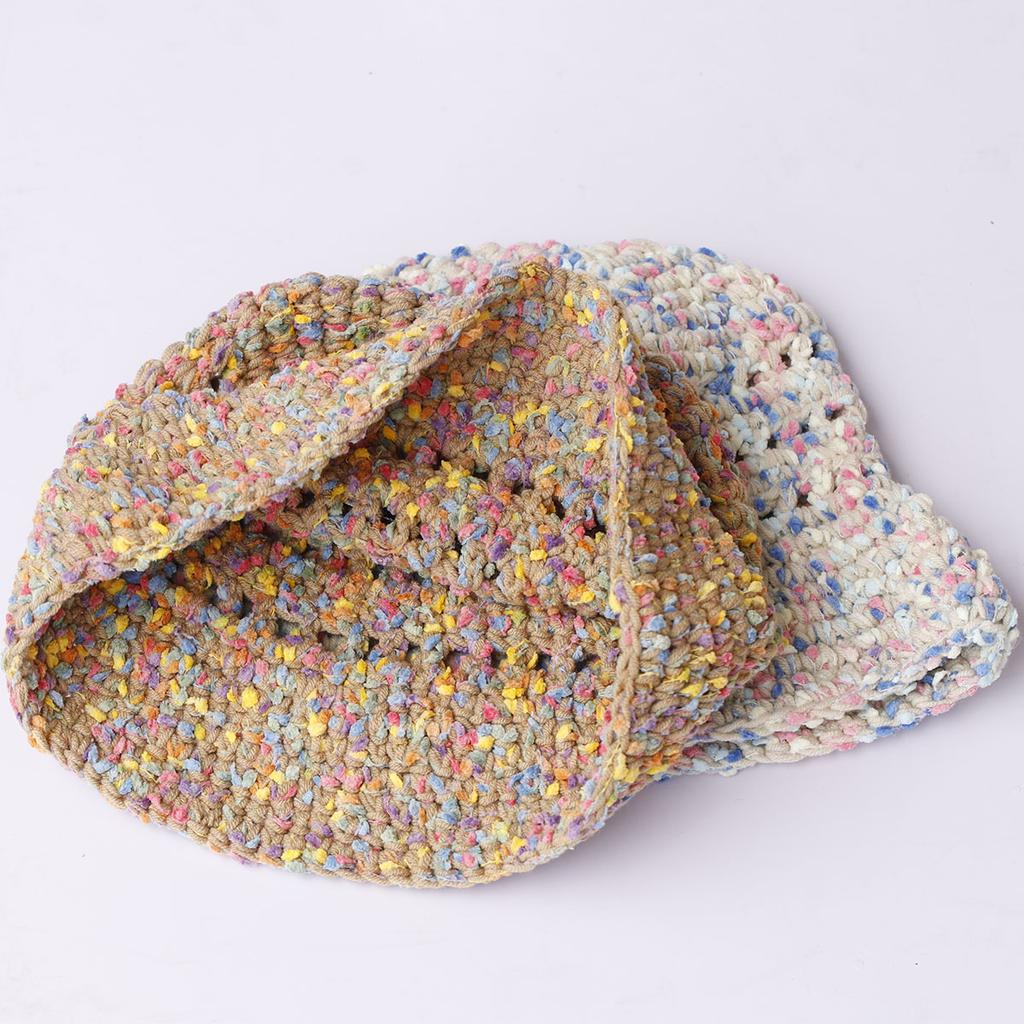 five pointed star Colorful fringe Woolen Hat Women's Autumn and Winter Cute Handmade Plush Hat Knitted Fisherman Bucket Hats