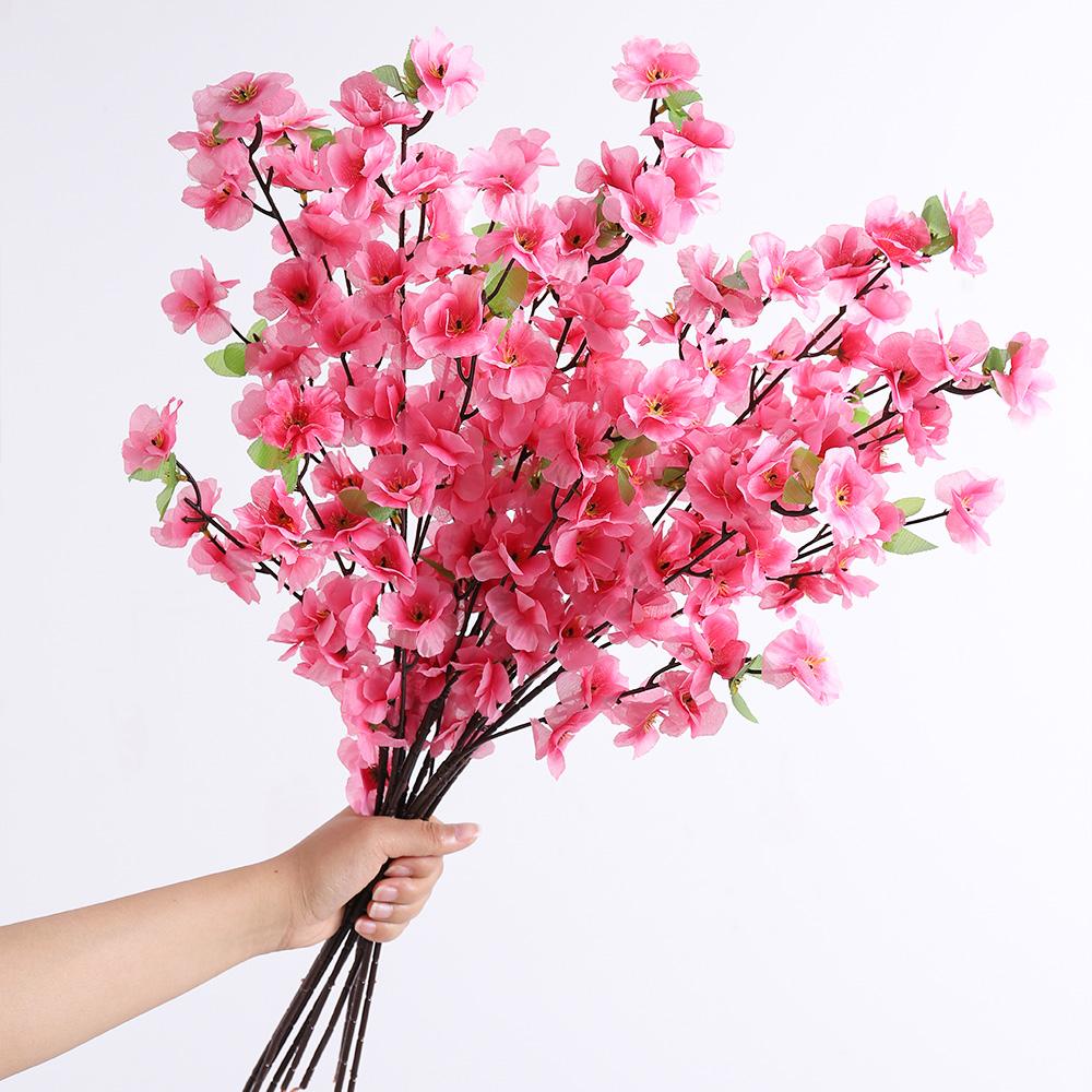 1/3Pcs Peach Blossom Artificial Flowers Bouquet Silk Fake Flowers for Home Decor Garden Wedding Decoration Outdoor Vase Ornament