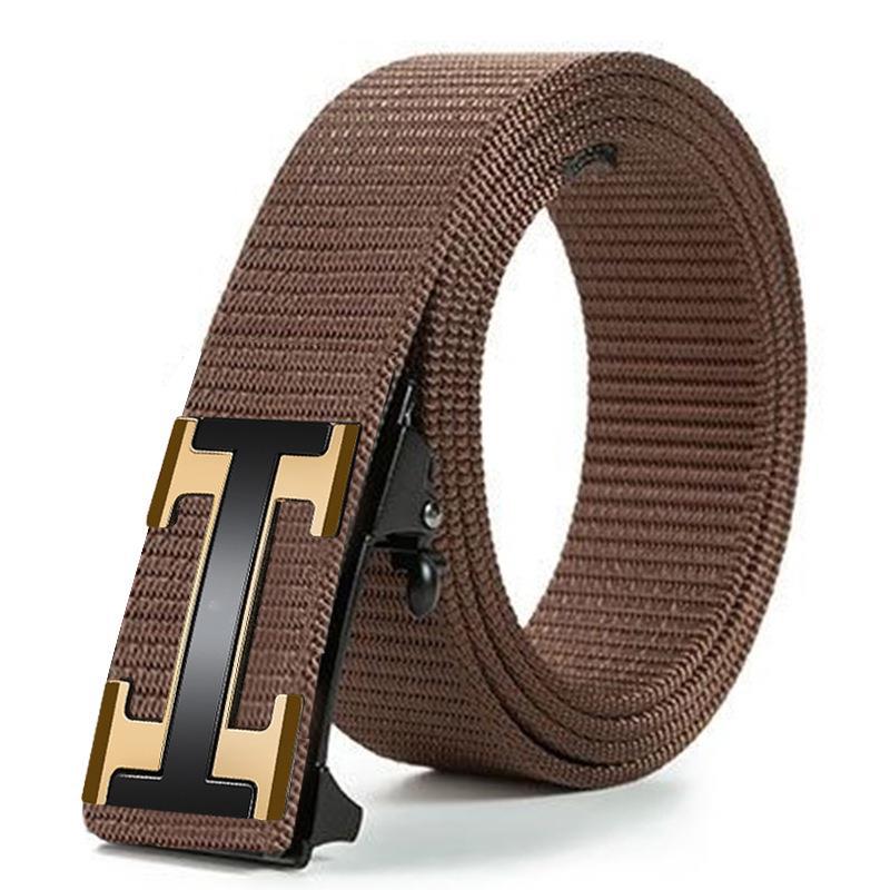 Men'S Toothless Automatic Buckle Woven Canvas Belt Belt Casual Nylon Tactical Pants Belt Military Training Outdoor Belt