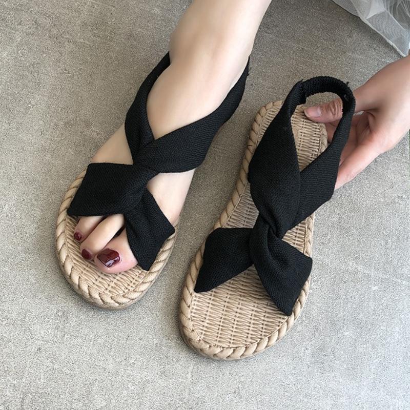 Summer New Women Sandals Weave Flats Shoes Bohemian Slippers 2025 Trend Casual Beach Flip Flops Woman Slides Sandalias