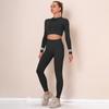Seamless Long Sleeve Zipper Yoga Set Sports Top Breathable High Waist Running Gym Fitness Clothes Women