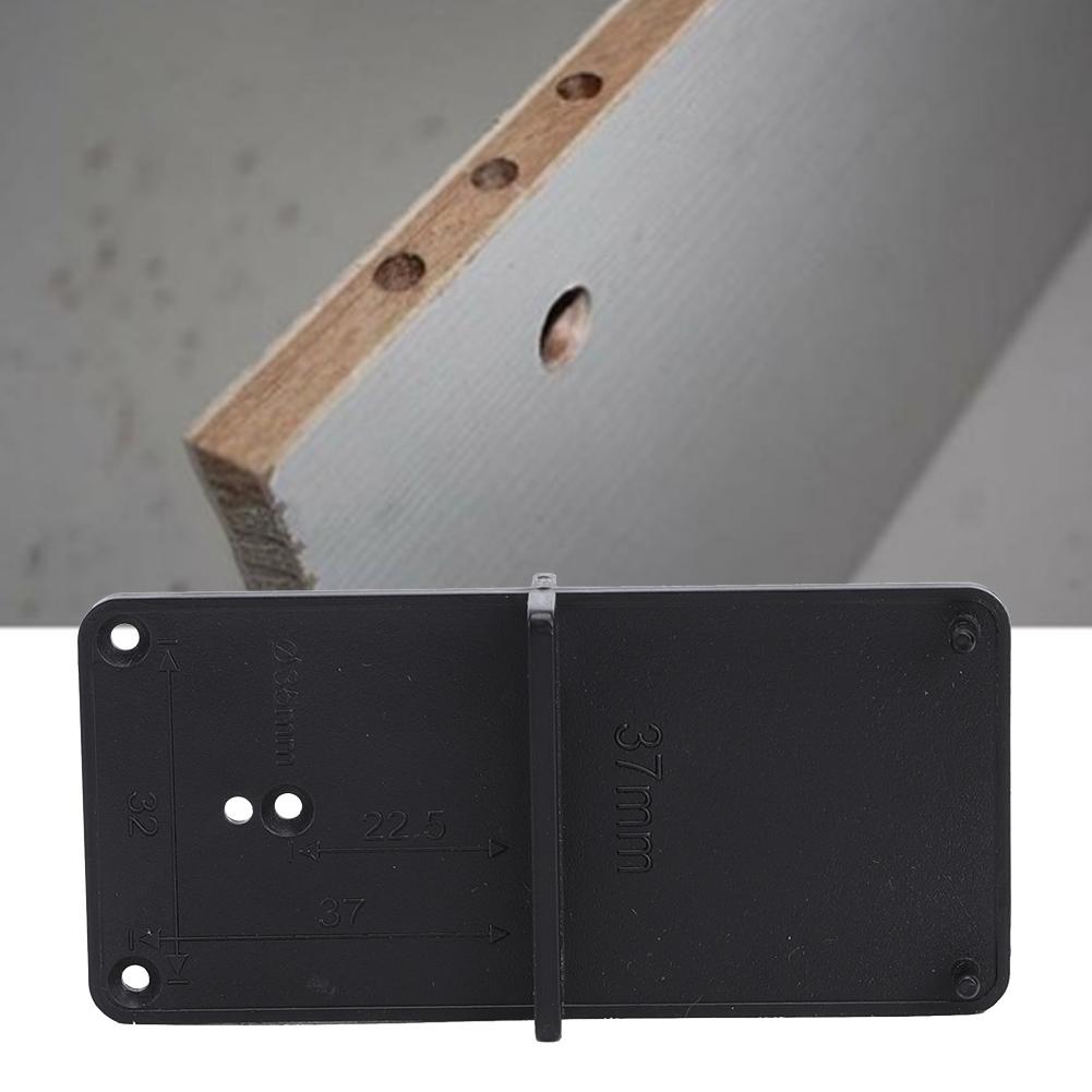 2 pcs Hinge Hole Locator Drilling Guide Opener Template Woodworking Tool Black 85x40mm