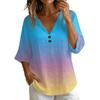 Damen V-Ausschnitt Kurzarm T-Shirt, Vintage Blumenprint Lockere Passform Lässiges Baumwoll-Leinen Oberteil