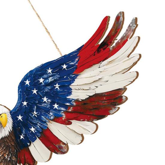 4th of July Patriotic Eagle Wreath Wooden American Eagle Door Hanger Vintage Hanging Welcome Sign for Independence Day Memorial Day