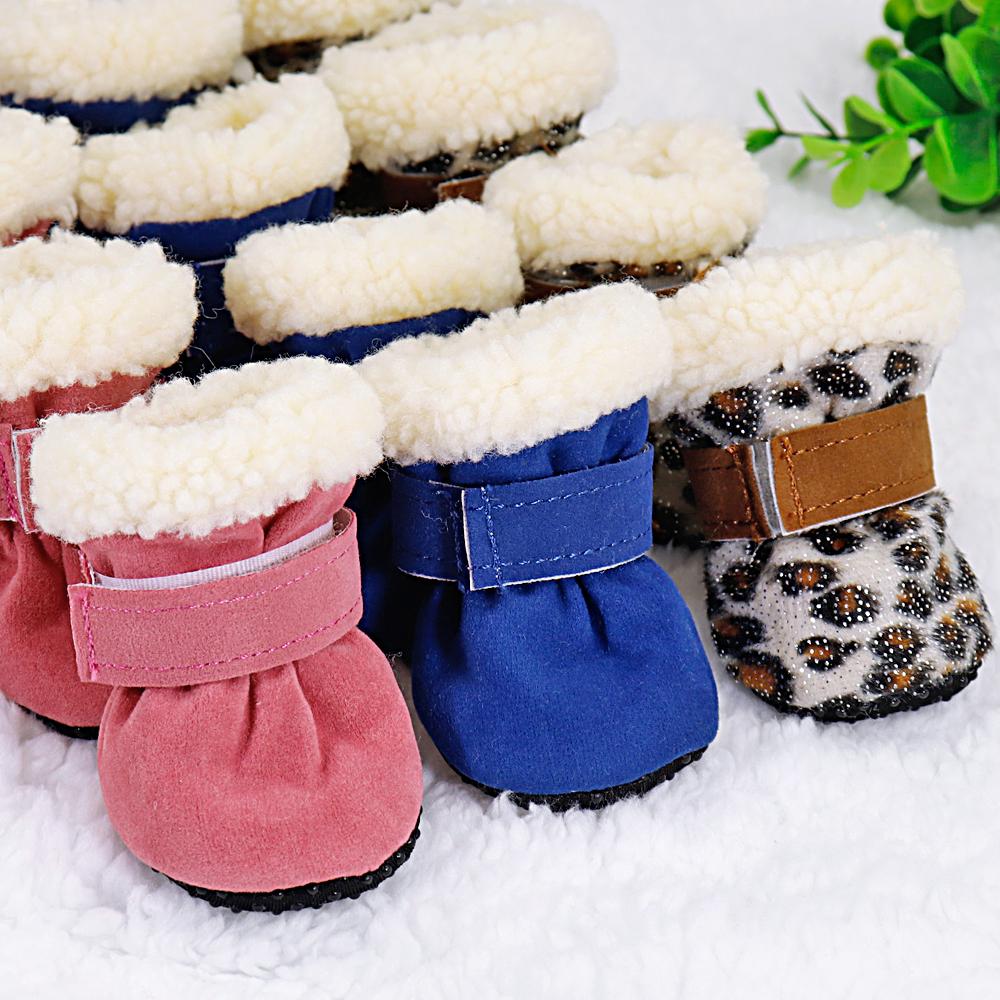 4pcs Winter Dog Pet Shoes Anti-slip Snow Boots for Small Dogs Thick Cat Puppy Shoes Socks Pet Boots for Chihuahua Yorkshire