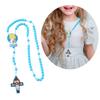 2Pieces Acrylic Beads Rosary Necklace with Crosses Pendant Catholic Prayer Religious Gift for Catholic Boys and Girls