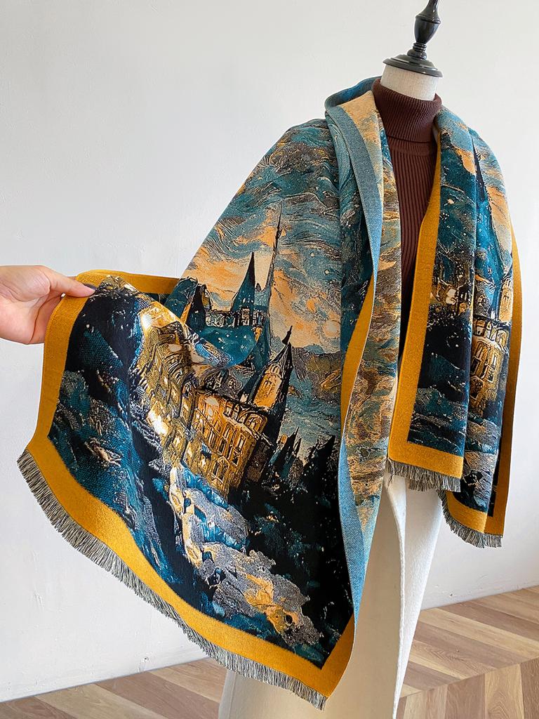 Luxury Horse Winter Cashmere Scarf Women Design Warm Pashmina Shawl Wraps Bandana Female Thick Blanket Soft Bufanda Foulard