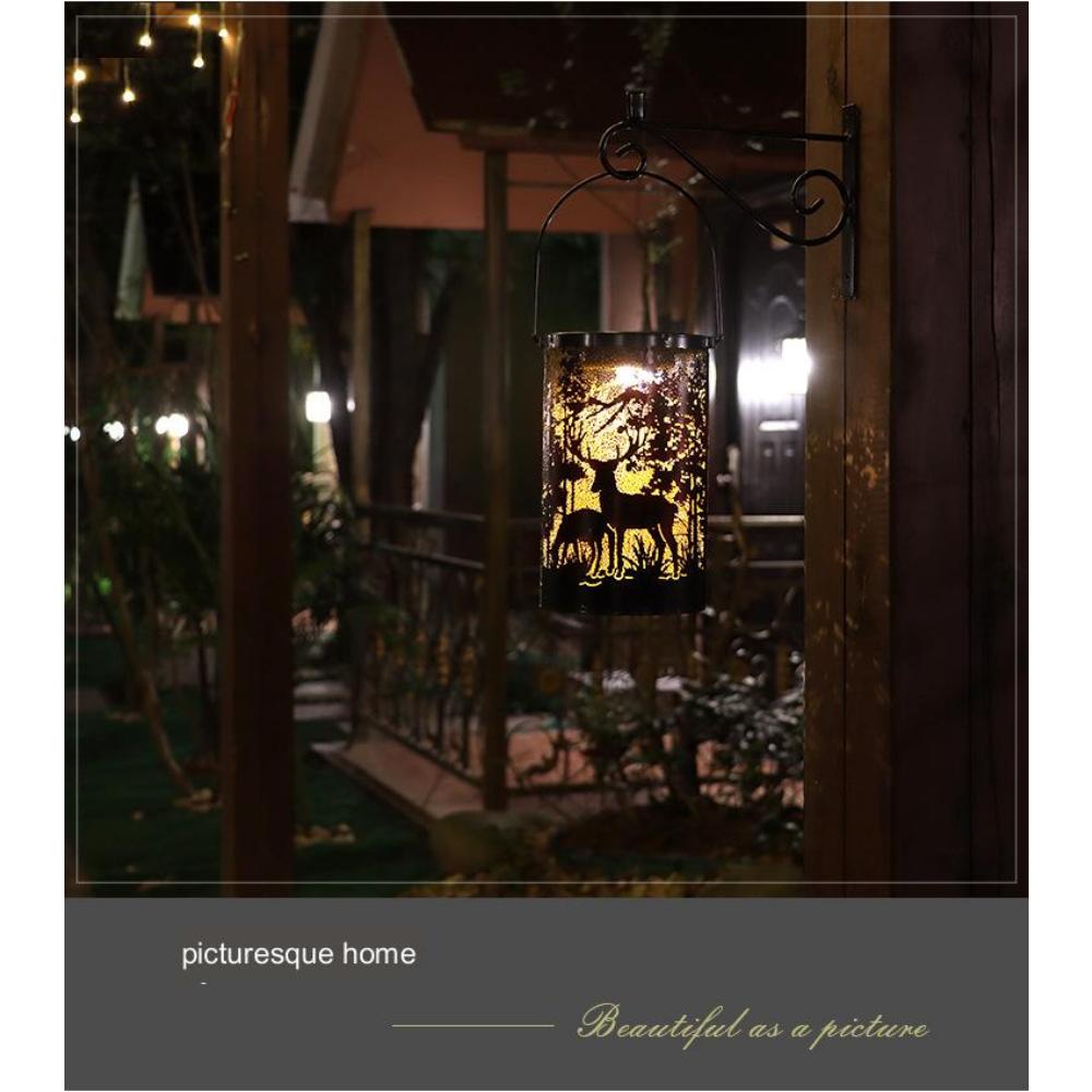 Wrought Iron Deer Solar Lamp Etching Hollow Lamp Garden Decoration Garden Projection Lamp Hanging Lamp Decoration