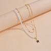 Pearl Splicing Chain Star Pendant Double Stacked Women's Alloy Necklace Neck Chain