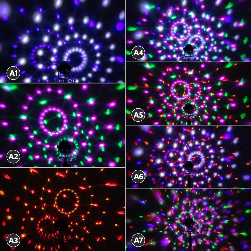 Litake LED Mirror Ball Disco Light for Home Use, 7 Colors RGB, Rotating, Remote Control, Voice Activation, Multi-Color Changing, Club, Party, Stage Li