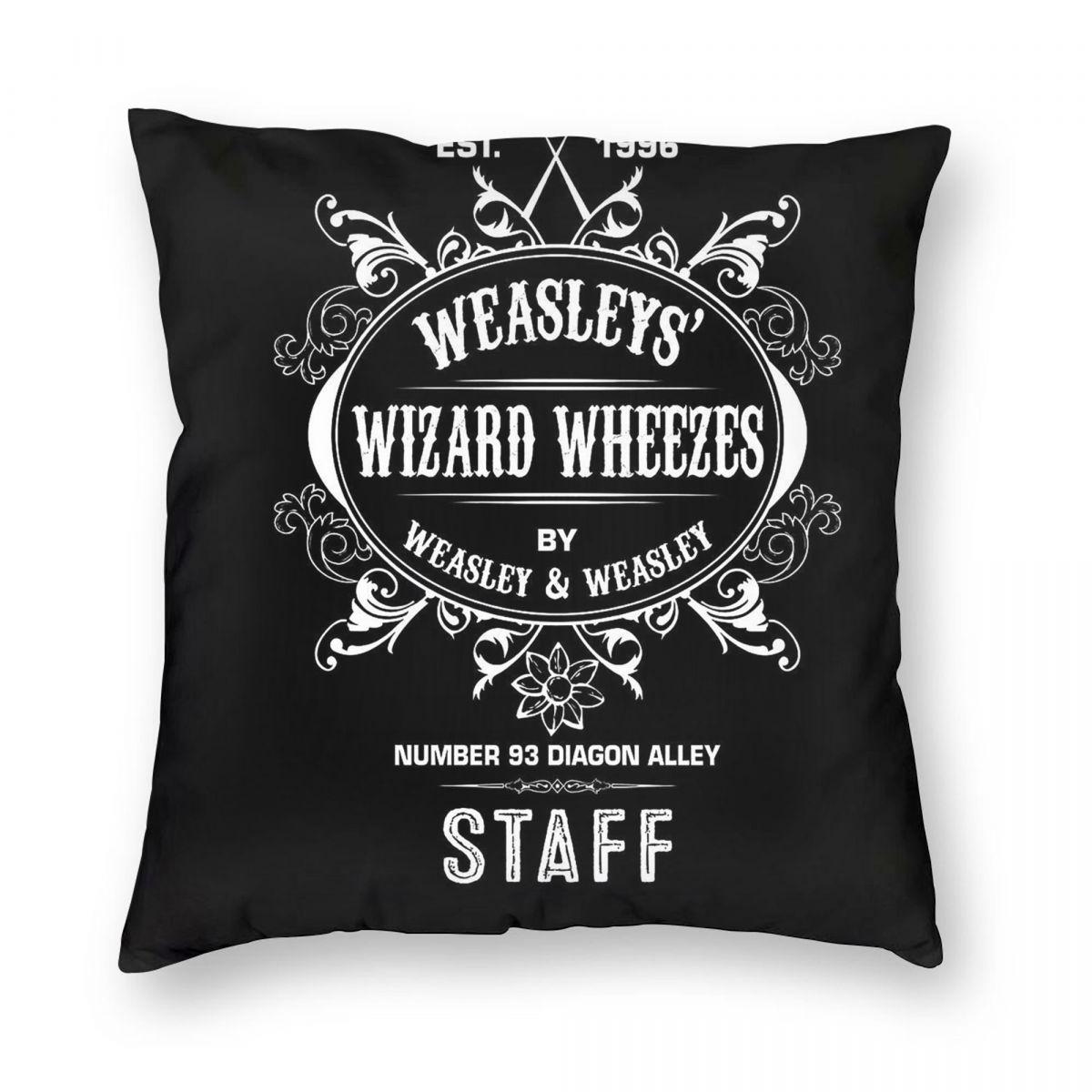 Weasleys Wizard Wheezes Square Pillowcase Polyester Linen Velvet Creative Zip Decorative Home Cushion Cover Peach skin 18*18(CM)-1Pcs
