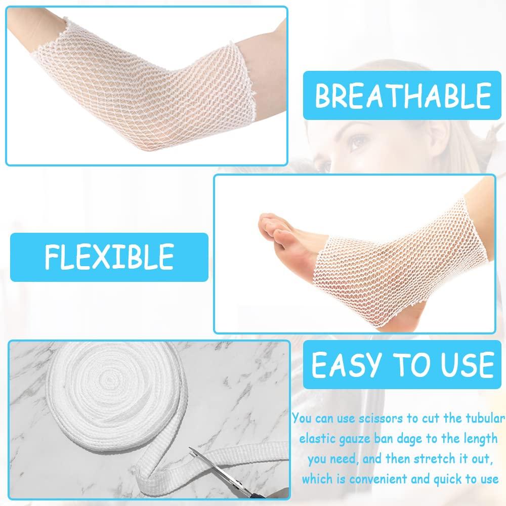 1 Roll Elastic Mesh Tubular Bandage - Breathable, Stretchable Wound Dressing & Fixing Retainer For Arms, Legs, Fingers, Toes (2M