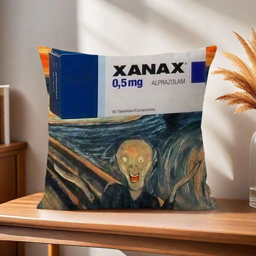 Vtipný povlak na polštář Xanax Domácí pohovka Obývací pokoj Kancelář Kavárna Potah na polštář do auta