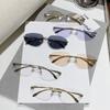Cat Ear Rimless Sunglasses For Women Men Uv400 Grey Lens Square Sun Glasses Retro Shades Trendy Traveling Eyewear