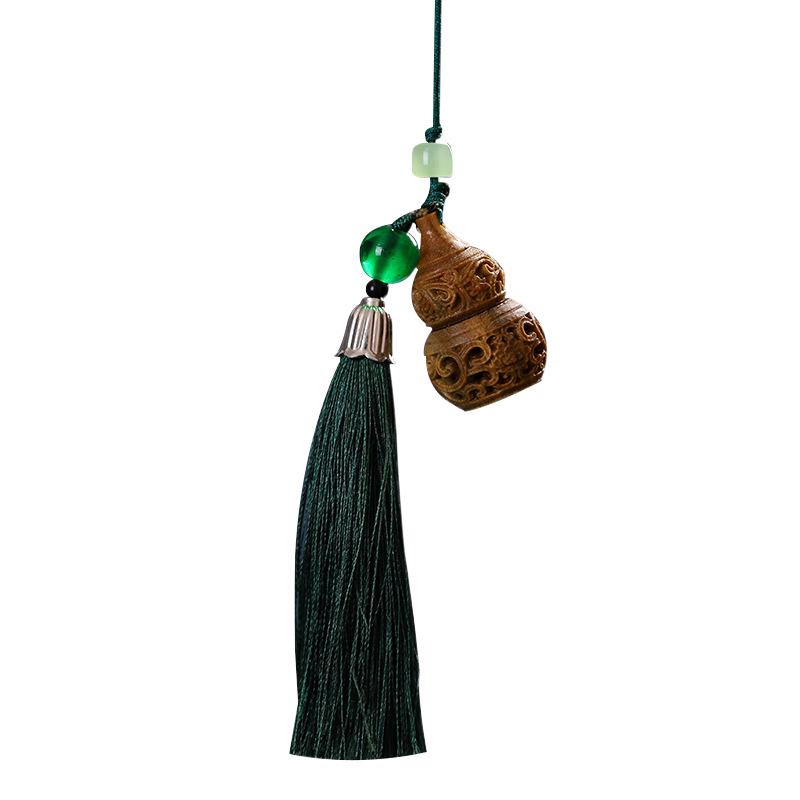 Green Sandalwood Pixiu Lotus Mountain Pendant Keychain Ornament