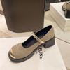 Shallow French high-heeled Mary Jane shoes thick heel square head temperament spring and autumn new fashion single shoes women