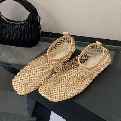 Fashion Lady Fashion Mesh Footwear Slip On Women Flats With Shoes Luxury Female Shallow Breathable Square Toe Ladies Flats Shoes