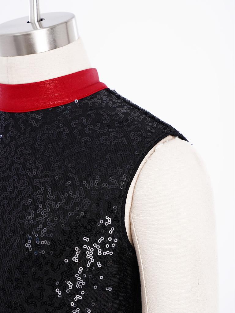 Kids Girls Metallic Jumpsuit for Ballet Dancing Gymnastics Leotards Ballet Mesh Bodysuit Stage Performance Dancewear Costume