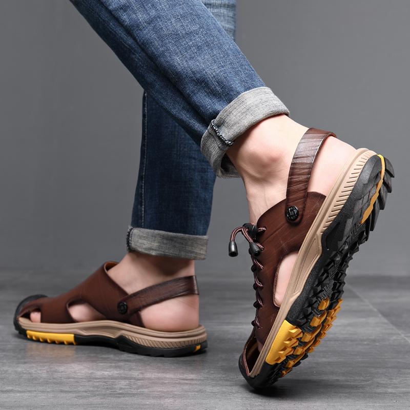 Модные мужские сандалии из коровьей кожи в британском стиле — фото 5