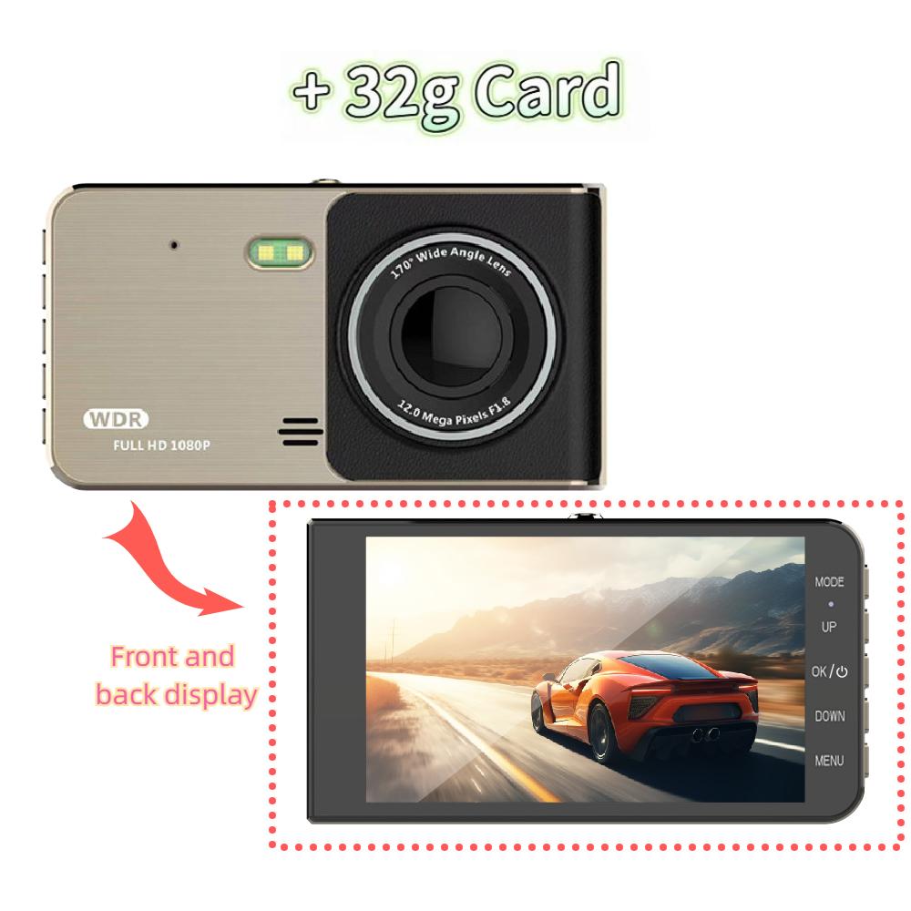 4-inch Dashcam, High-definition Dual-lens Wide-angle Video Recording, Night Vision Loop Recording.