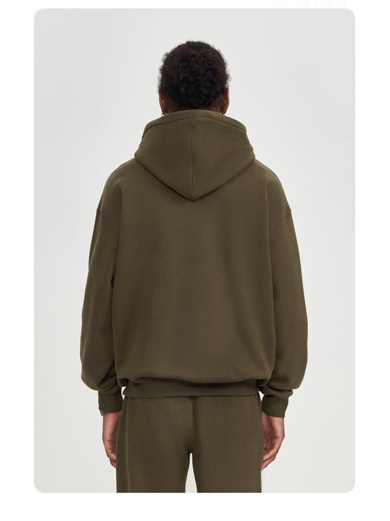 2025 Men's Fleece-Lined Oversized Hoodie - Solid Color, Thick, Winter/Autumn Streetwear Jacket