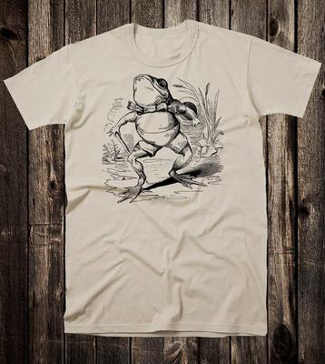 Vintage Style Goth Tee T Shirt Occult Victorian Art Gentleman Frog