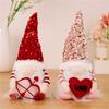 Valentine's Day Gnome Sequins Hat with Led Light Plushes Beard Doll Ornament for Elf Decoration New Year Holiday Gift