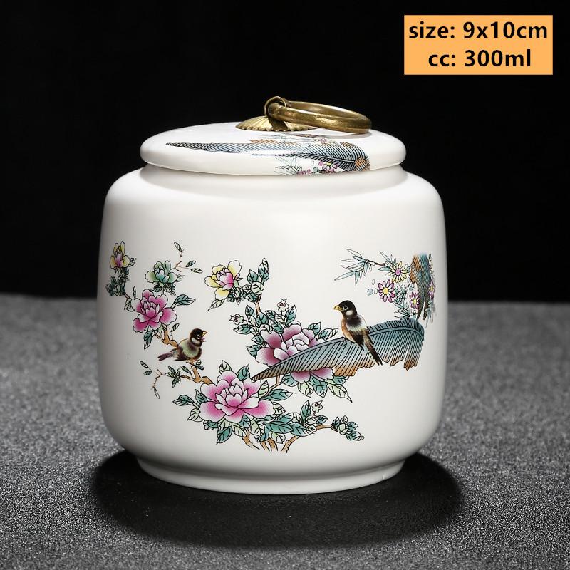 Exquisite Flower Patterns Ceramics Tea Caddy Portable Sealed Tea Leaf Containers Travel Tea Bag Storage Box Spice Organizer
