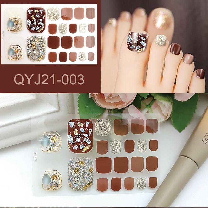 

22 шт., наклейки на ногти, полные обертывания для ногтей, 3D блестящая фольга, маникюр, наклейка для ногтей, полное покрытие, самоклеящиеся водонепроницаемые наклейки для дизайна ногтей