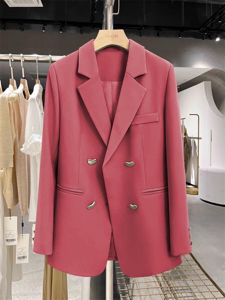 2024 Frühling/Herbst Damen Blazer im britischen Stil Grau Texturiert