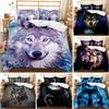 Wolf Duvet Cover Set Animal Pattern Bedding Set Cool Wildlife Comforter Cover Kids Glitter Blue Wild Wolf Polyester Qulit Cover