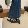 Large size woven bag head half slippers women's summer new bow hollow holiday cool slippers