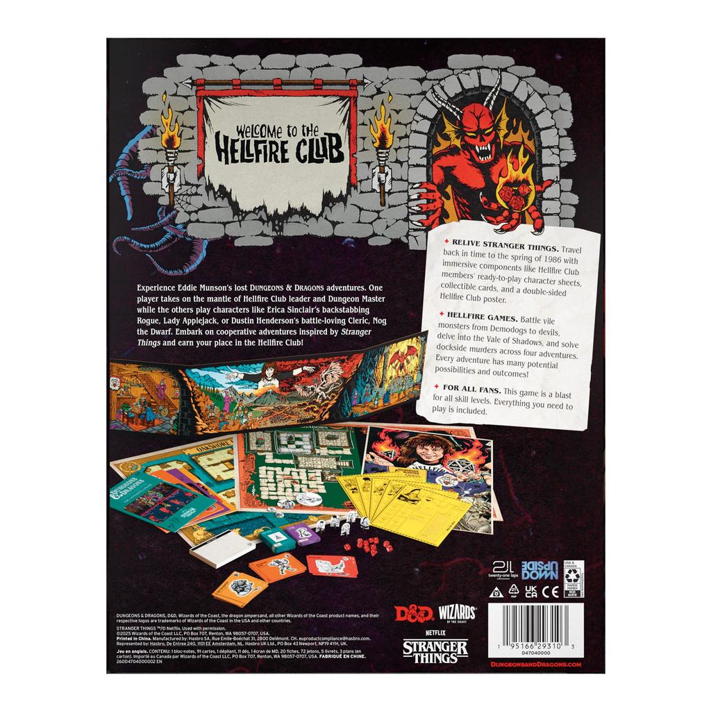 Welcome to Dungeons Dragons Stranger Hellfire Club Adventure Game Players Ages & Things 3-5 12+