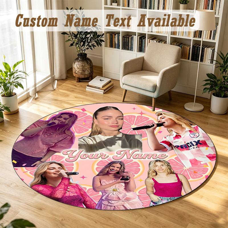 Round Rug Custom NameRoxy Dekker Pattern Non Slip Carpet Home Floor Decor