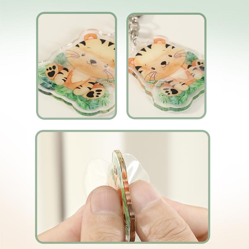 5pcs Cute Jungle Animal Style Keychains, Different Animal Pattern Acrylic Pendant, Party Decor, Party Gift Keyring
