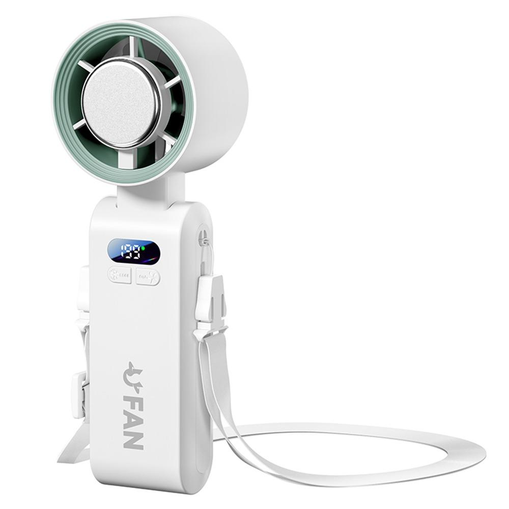 

Foldable Handheld Cooling Fan Digital Display Powerful Turbo Fan USB Neck Fan for Outdoor Use білий