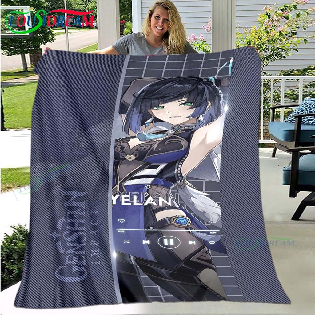 3D Fashion Games G-Genshin Impact Blanket,Flannel Throw Blanket for Bed Sofa Picnic Office Hiking Leisure Nap Birthday Gift