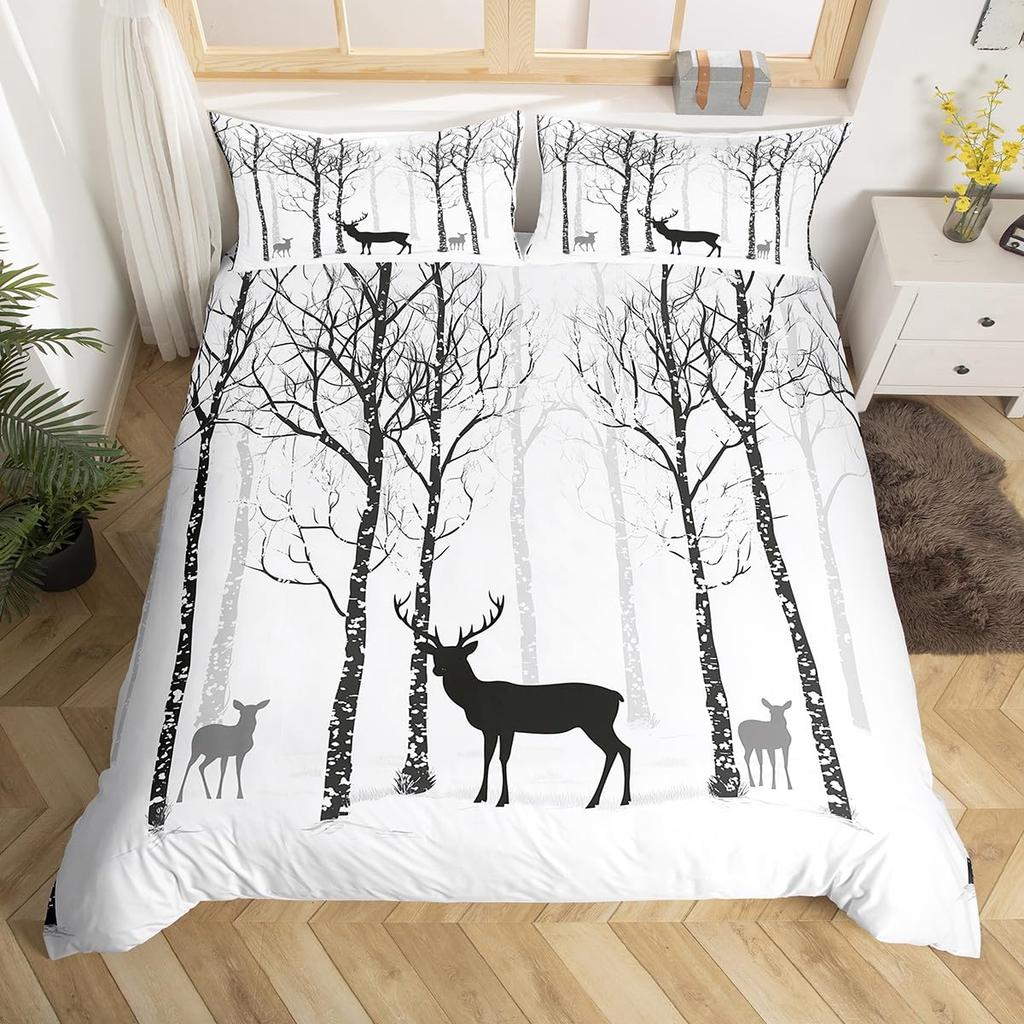 Trees In The Snow Duvet Cover Sets For Kids Teens Queen Lightweight Quilt Covers Winter Themed Bedding Set Room Decor No Quilt