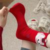 New Year'S Big Red Socks Plush Cartoon Red Socks Bow Medium Tube Hongyun Socks