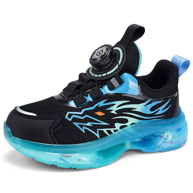 

918 children s running shoes rotating buckle leather sneakers boys low-top mesh fashion primary school students running shoes spring and autumn 40