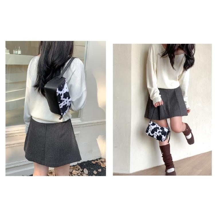 Shoulder Bag for Women Cow Print Clutches Purses Hobos Handbag with Zipper Closure Trendy Underarm Purses Commuting Bag