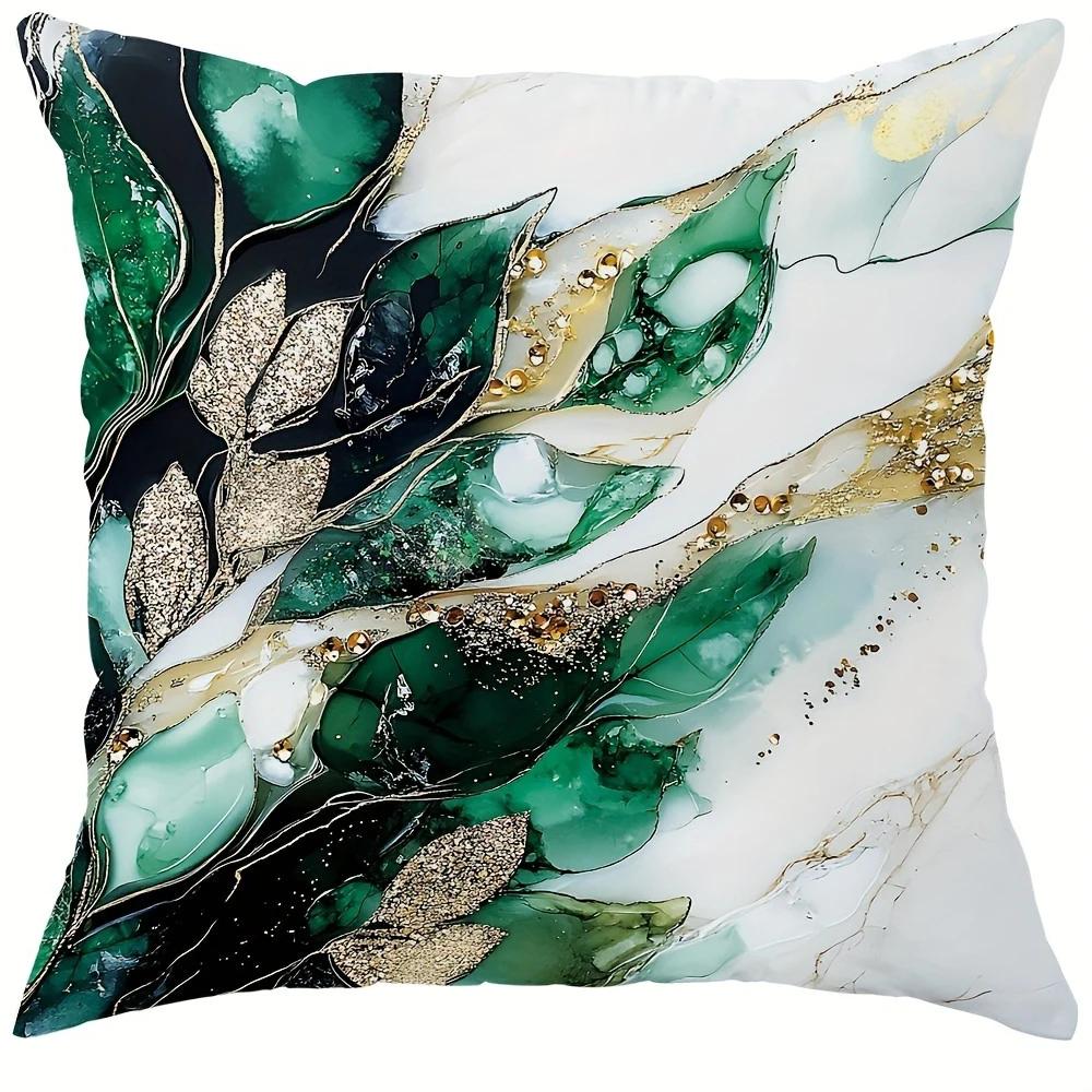 Emerald Green Marble Luxury Pillowcasesliving Room Sofa Cushion Cover, Soft And Comfortable, Bedroom Room Decoration