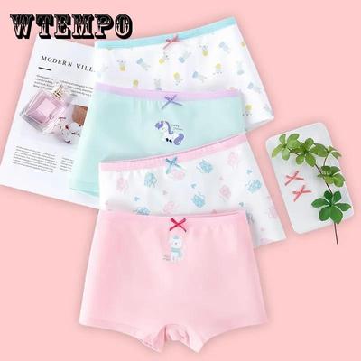 4 Pcs/Lot Girls Underwear Briefs Panties Kids Children Shorts for 3-13Years