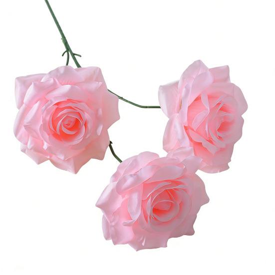 3 цветка Искусственная роза Реалистичная ветка искусственной розы со стеблем розовый