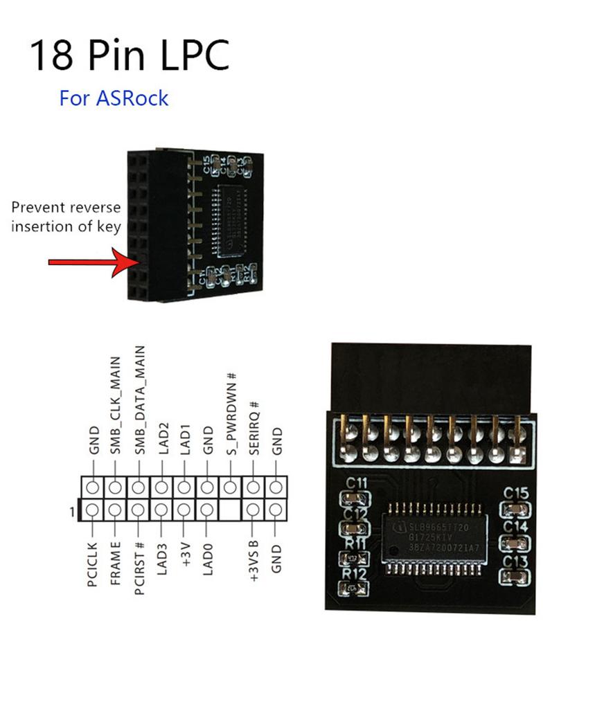 TPM 2.0 Security Module Board For ASROCK 18PIN LPC Motherboard Windows 11