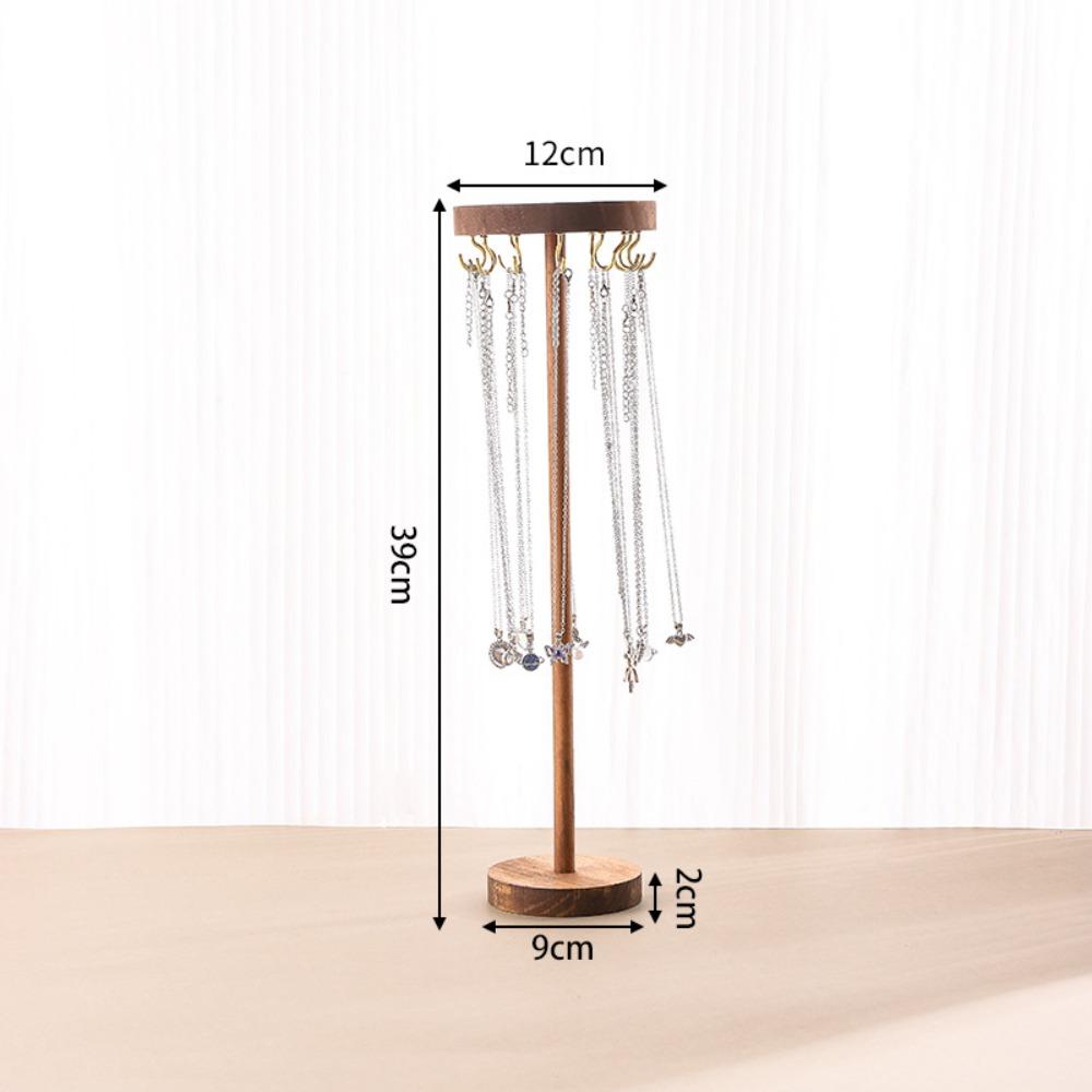 Round Necklace Organizer Wood Bangle Storage Rack Simple Earrings Shelf  Jewelry