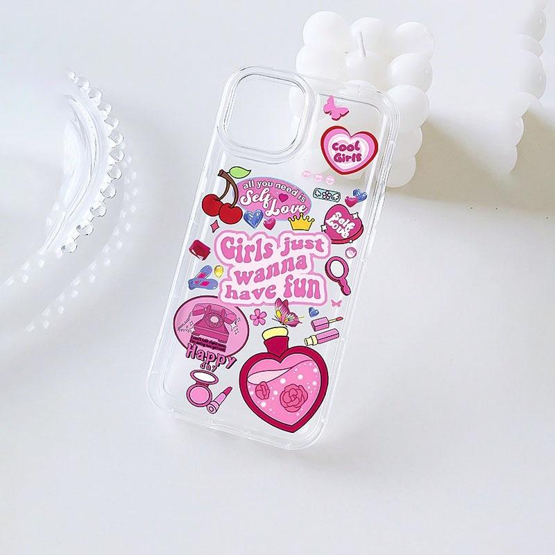 Pink Love Cherry iPhone15promax Mobile Phone Case Apple 14 Soft 11promax Anti-drop 12/13Pro