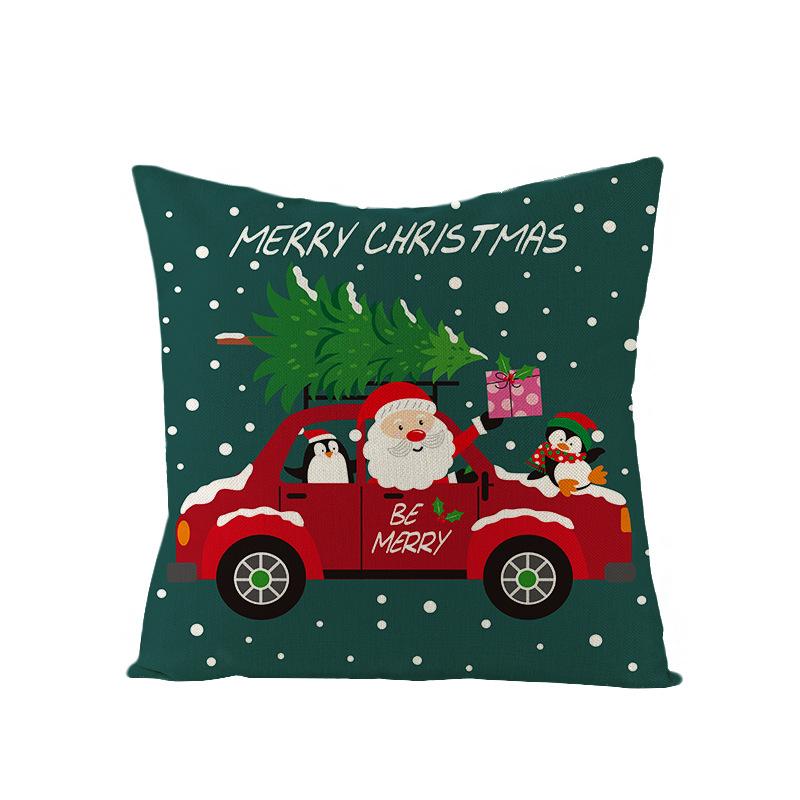 Colorful Plaid Christmas Pillow Cover Polyester Cartoon Print Sofa Cushion Cover Home Decoration