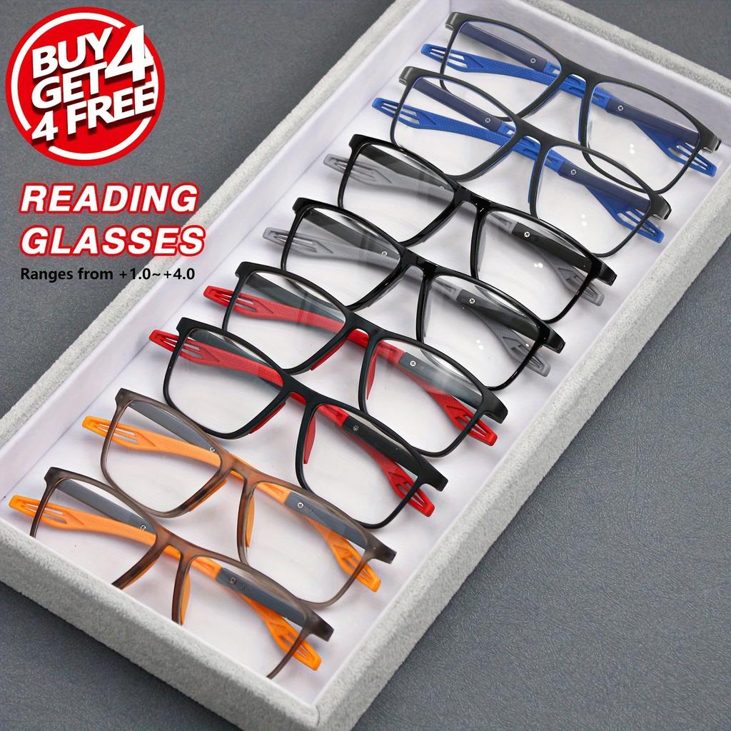 8pcs Sports Presbyopia Glasses Anti Slip Mirror Leg Design Universal Reading Glasses Suitable for Middle-aged Men and Women