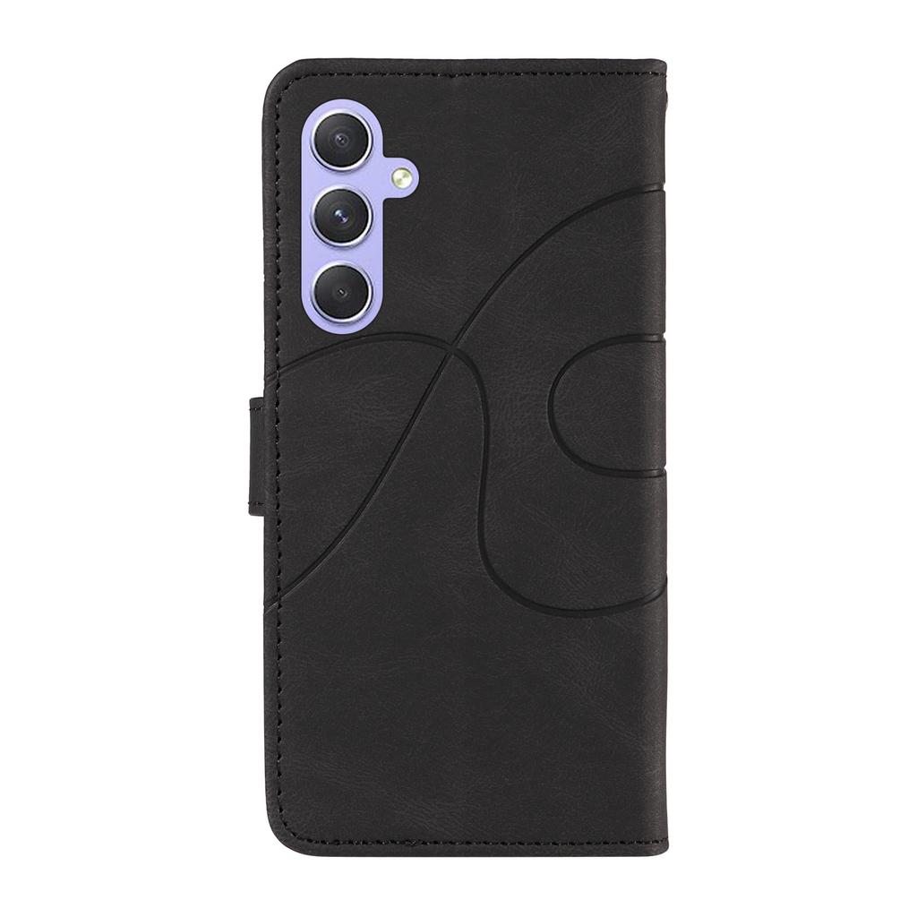 For Samsung Galaxy A54 5G Wallet Case Leather Phone Cover Stand with Curved Line Design